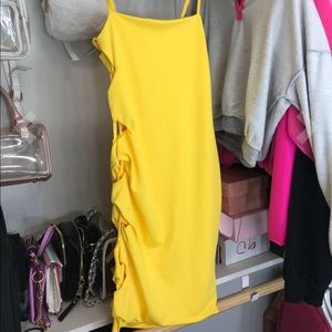 Sexy Yellow Lace Up Dress